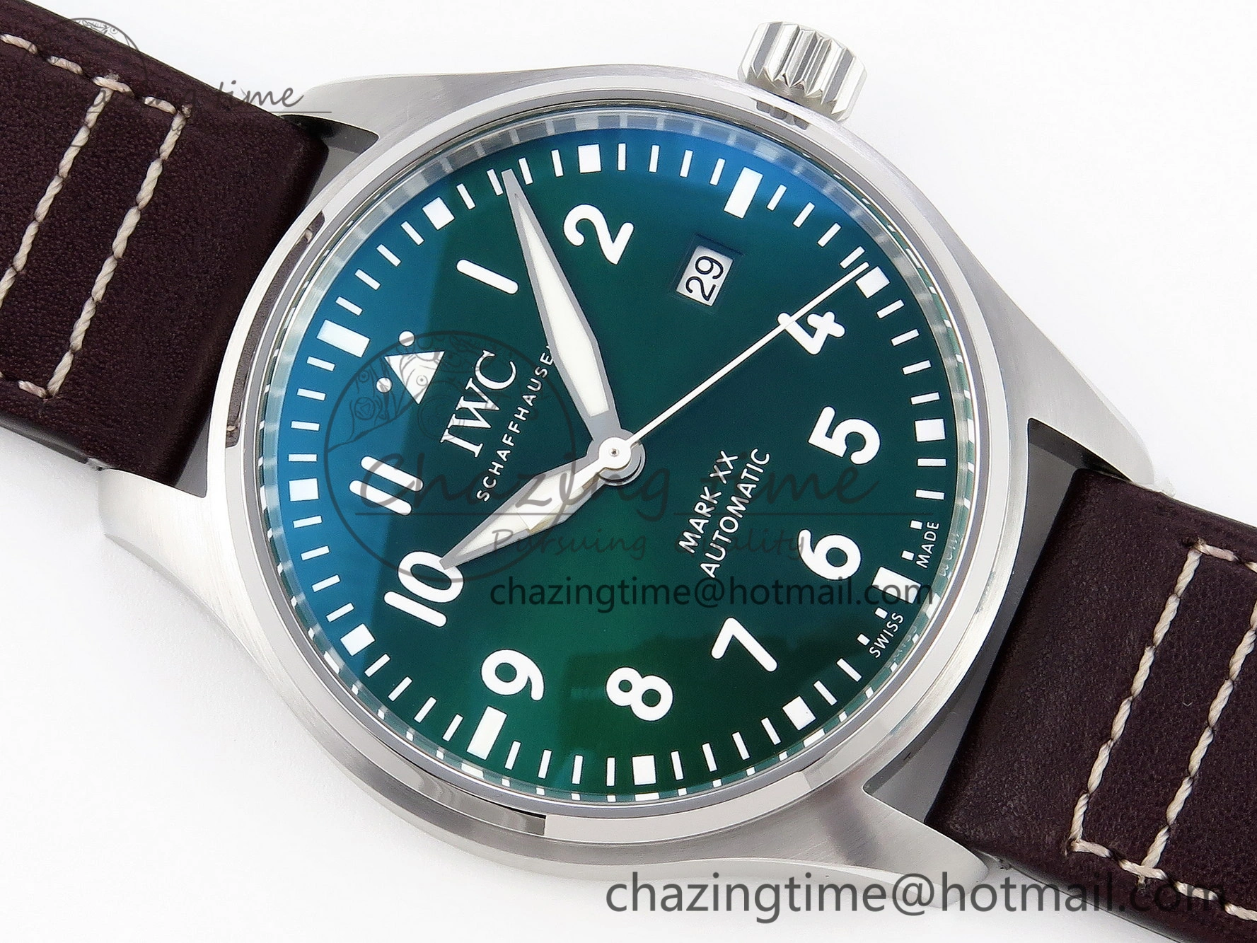 Pilot Mark XX IW328205 ZF 1:1 Best Edition Green Dial on Brown Leather Strap A Reliable 7029