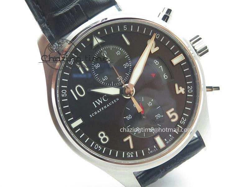 Pilot Spitfire 3878 Chrono BP Gray Dial SS On Black Leather Strap A Lightweight 7368