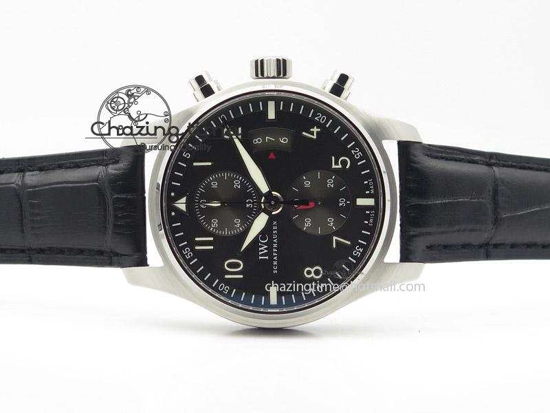 Pilot Spitfire 3878 Chrono BP Gray Dial SS On Black Leather Strap A Lightweight 7368