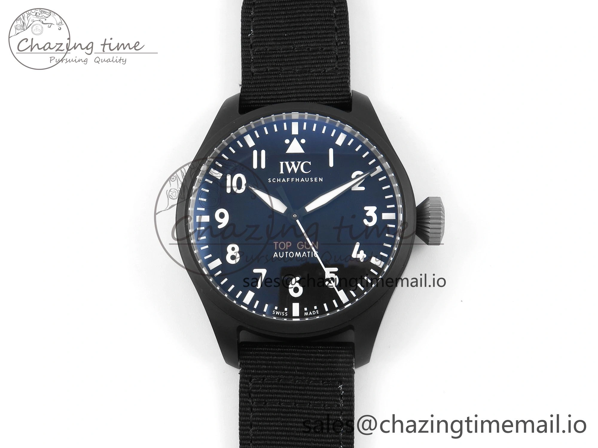 Pilot Top Gun IW326901 M+F 1:1 Best Edition Black Dial on Black Nylon Strap MY MoistureWicking 7003
