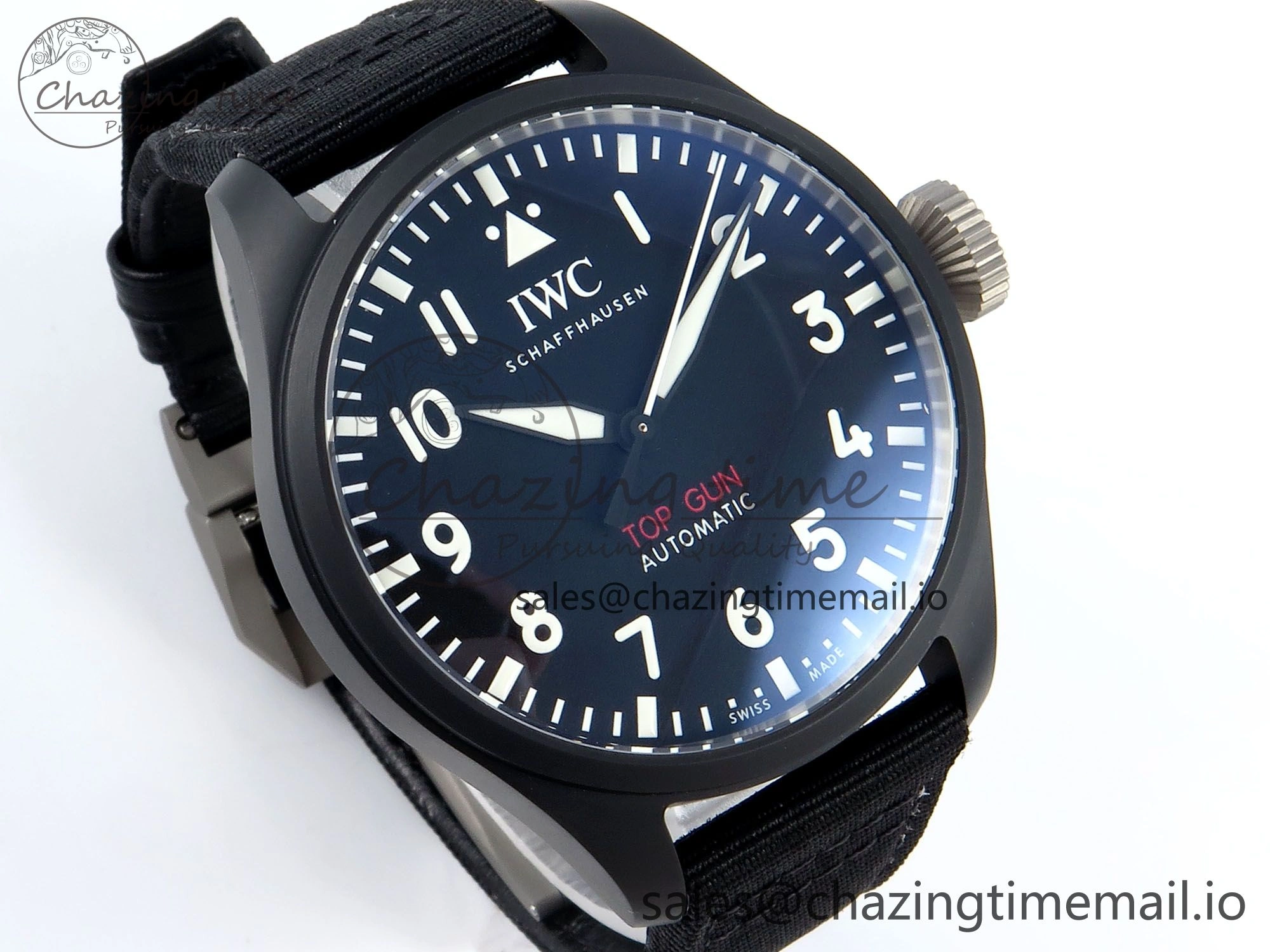 Pilot Top Gun IW326901 M+F 1:1 Best Edition Black Dial on Black Nylon Strap MY MoistureWicking 7003