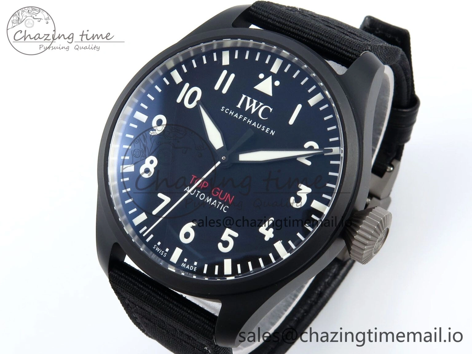 Pilot Top Gun IW326901 M+F 1:1 Best Edition Black Dial on Black Nylon Strap MY MoistureWicking 7003