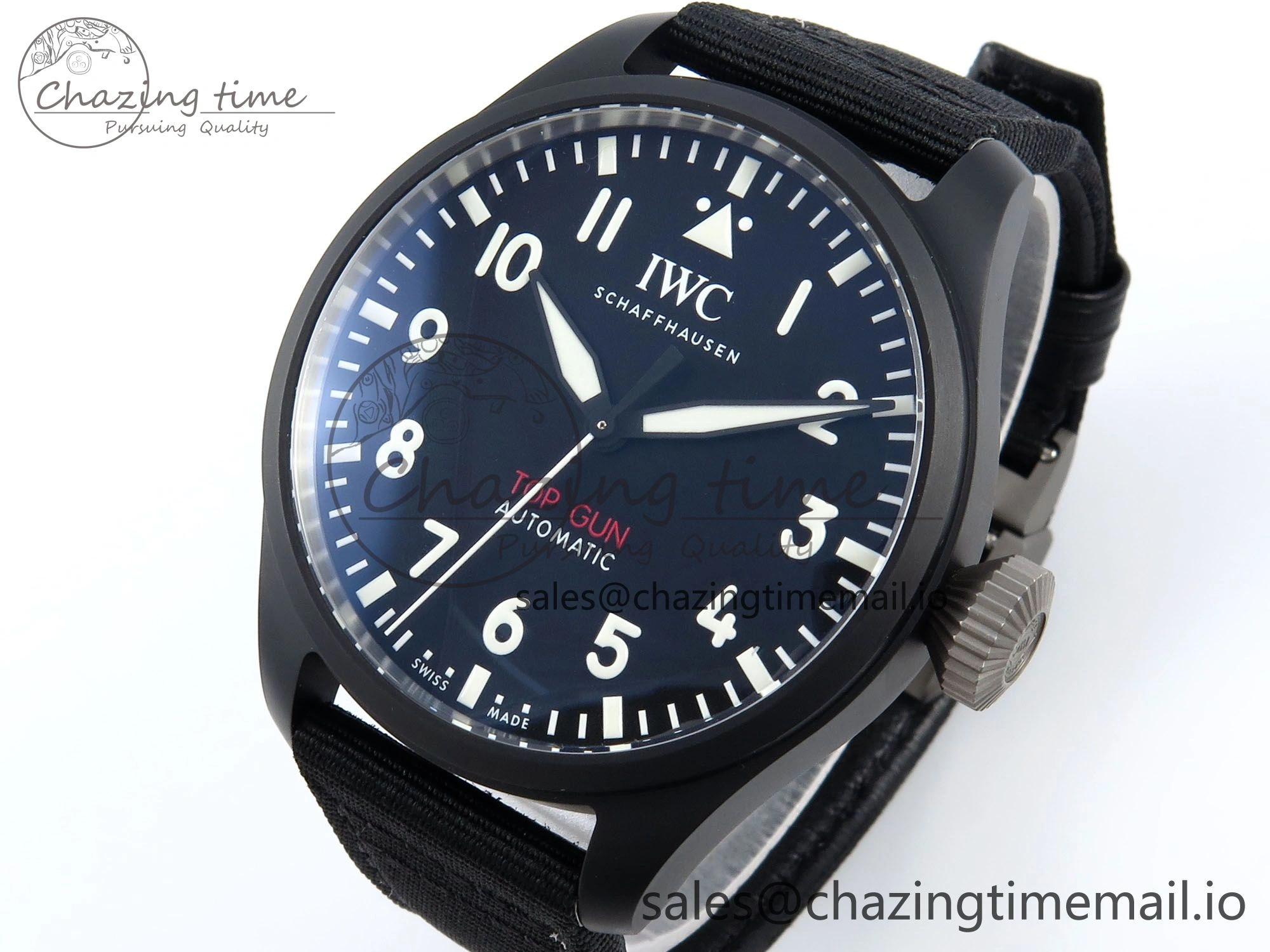 Pilot Top Gun IW326901 M+F 1:1 Best Edition Black Dial on Black Nylon Strap MY MoistureWicking 7003