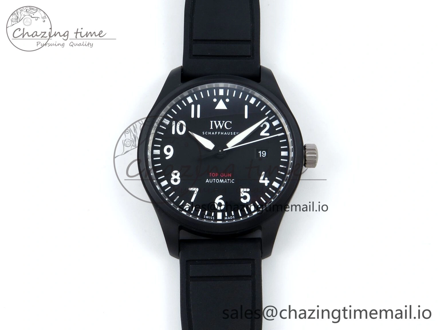 Sustainable Pilot Top Gun IW326901 M+F 1:1 Best Edition Black Dial on Black Rubber Strap A 6999