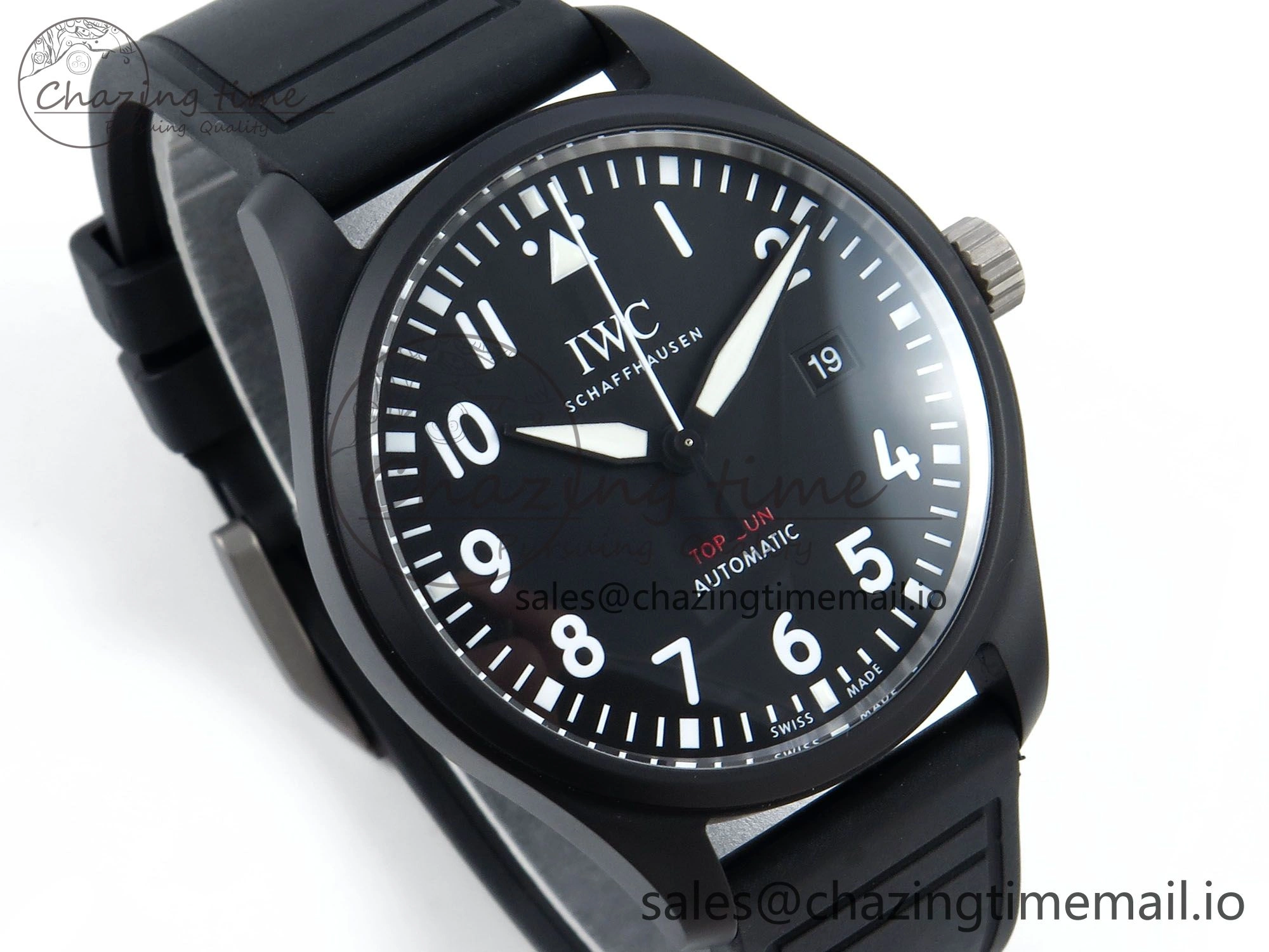 Sustainable Pilot Top Gun IW326901 M+F 1:1 Best Edition Black Dial on Black Rubber Strap A 6999