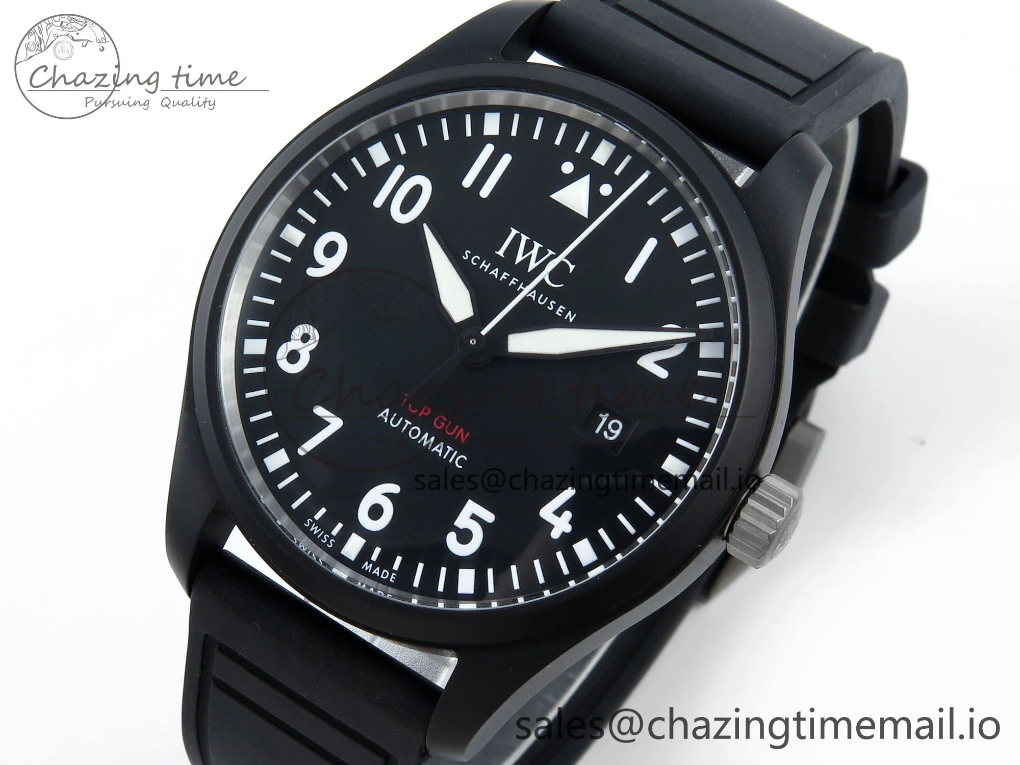 Sustainable Pilot Top Gun IW326901 M+F 1:1 Best Edition Black Dial on Black Rubber Strap A 6999