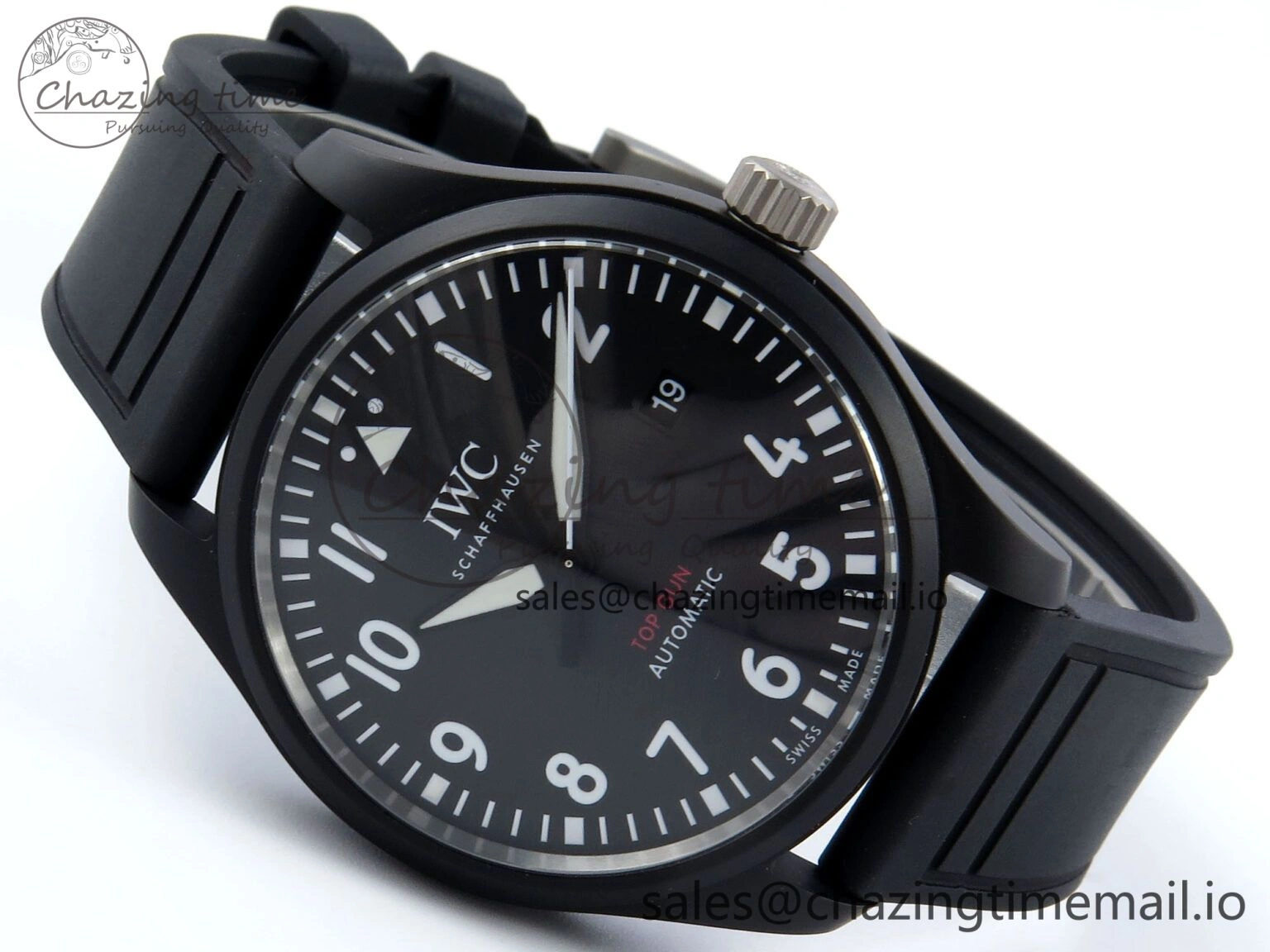 Sustainable Pilot Top Gun IW326901 M+F 1:1 Best Edition Black Dial on Black Rubber Strap A 6999