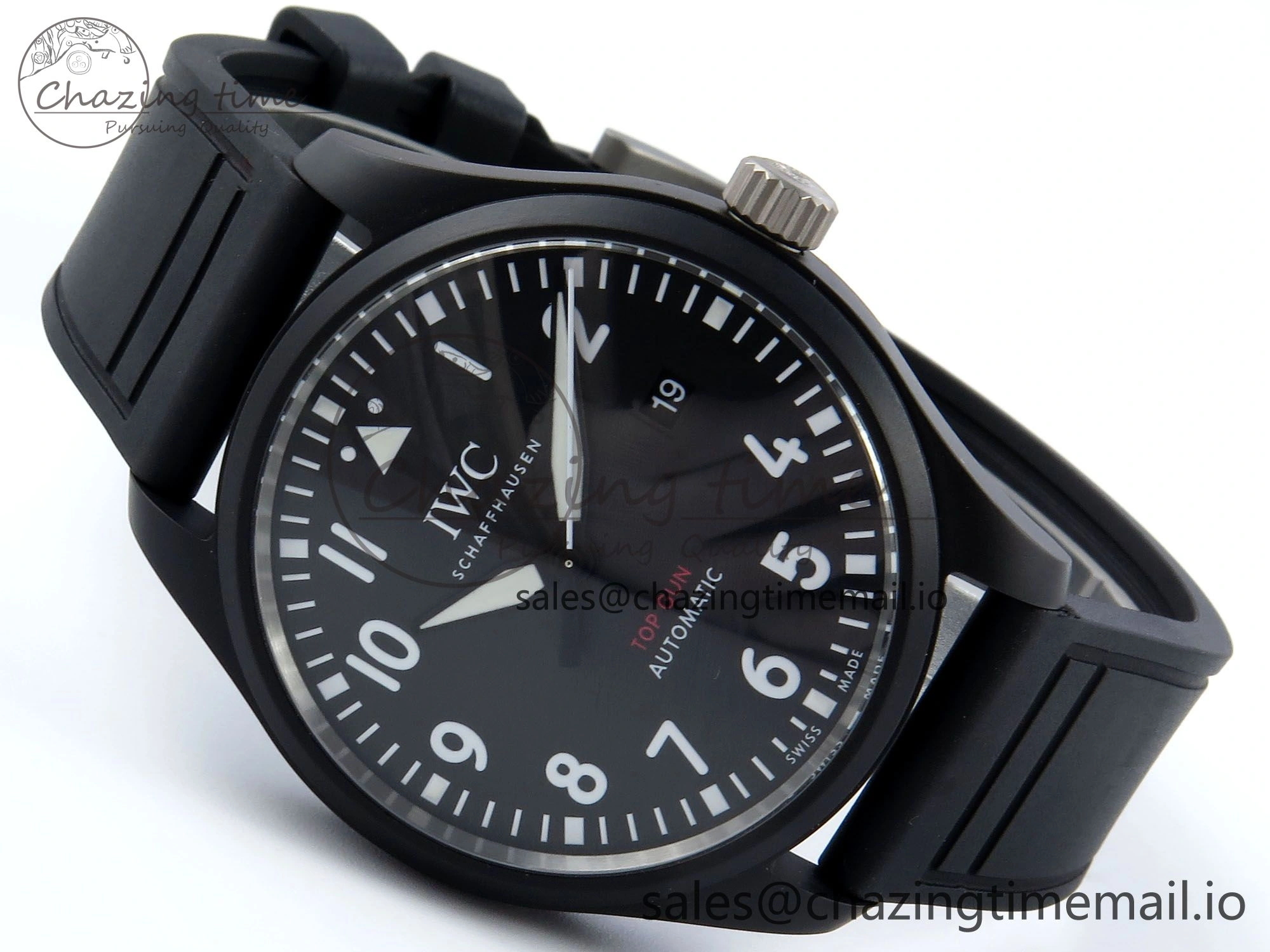 Sustainable Pilot Top Gun IW326901 M+F 1:1 Best Edition Black Dial on Black Rubber Strap A 6999