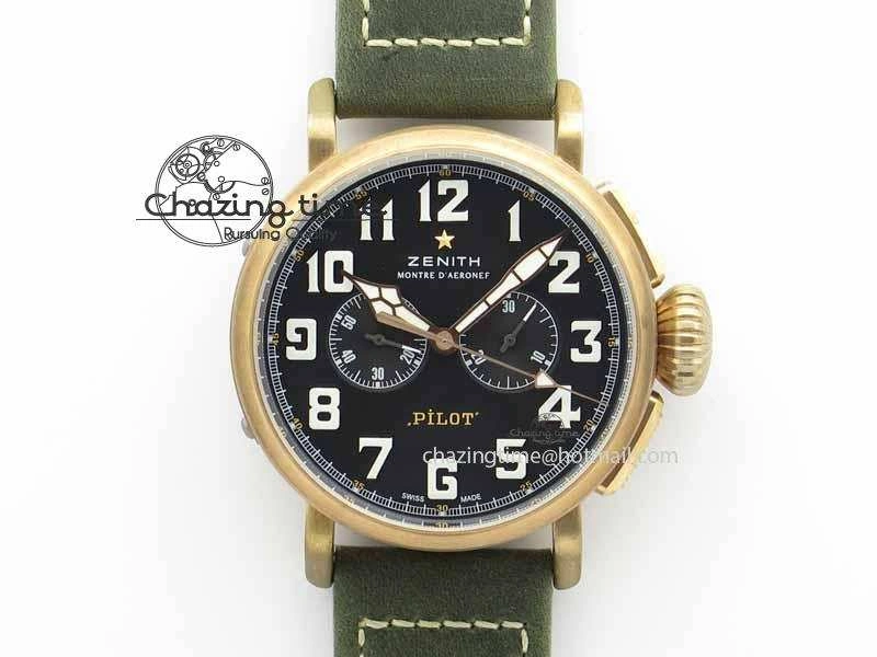 Pilot Type 20 Chrono Extra Special XF 1:1 Best Edition Real Bronze Case On Green Nubuck Strap A Upgraded 10031