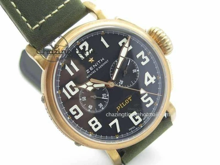 Pilot Type 20 Chrono Extra Special XF 1:1 Best Edition Real Bronze Case On Green Nubuck Strap A Upgraded 10031