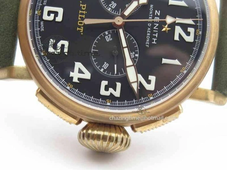 Pilot Type 20 Chrono Extra Special XF 1:1 Best Edition Real Bronze Case On Green Nubuck Strap A Upgraded 10031