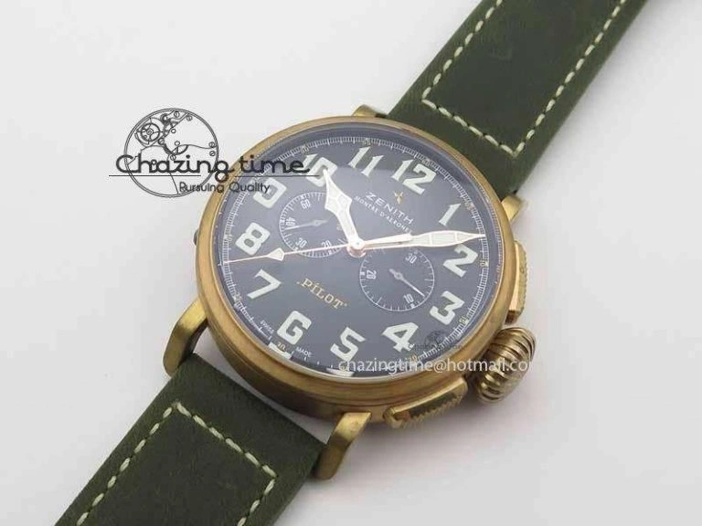 Pilot Type 20 Chrono Extra Special XF 1:1 Best Edition Real Bronze Case On Green Nubuck Strap A Upgraded 10031