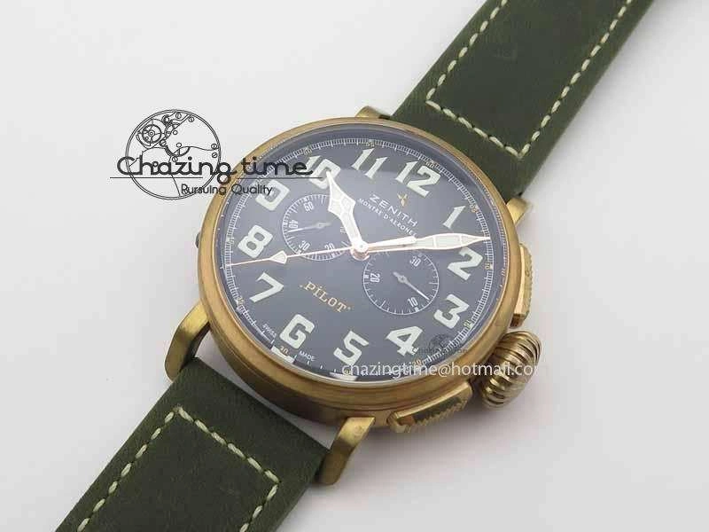 Pilot Type 20 Chrono Extra Special XF 1:1 Best Edition Real Bronze Case On Green Nubuck Strap A Upgraded 10031