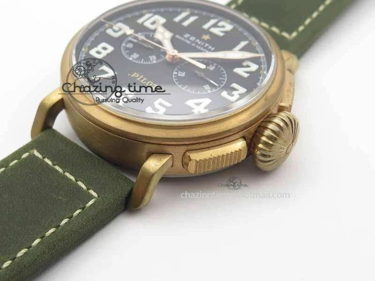 Pilot Type 20 Chrono Extra Special XF 1:1 Best Edition Real Bronze Case On Green Nubuck Strap A Upgraded 10031