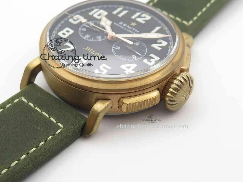 Pilot Type 20 Chrono Extra Special XF 1:1 Best Edition Real Bronze Case On Green Nubuck Strap A Upgraded 10031