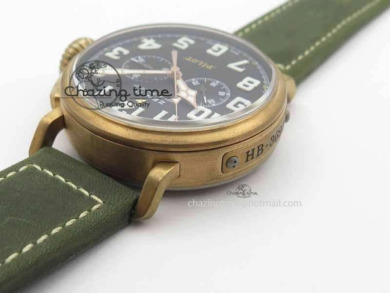 Pilot Type 20 Chrono Extra Special XF 1:1 Best Edition Real Bronze Case On Green Nubuck Strap A Upgraded 10031