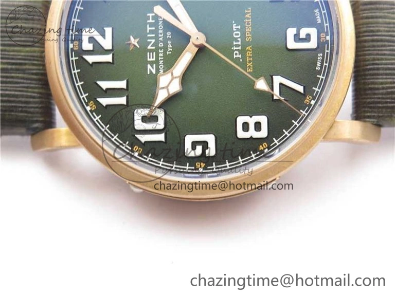Pilot Type 20 Extra Special Bronze XF 1:1 Best Edition Green Dial on Green Leather Strap A Minimalist 10024