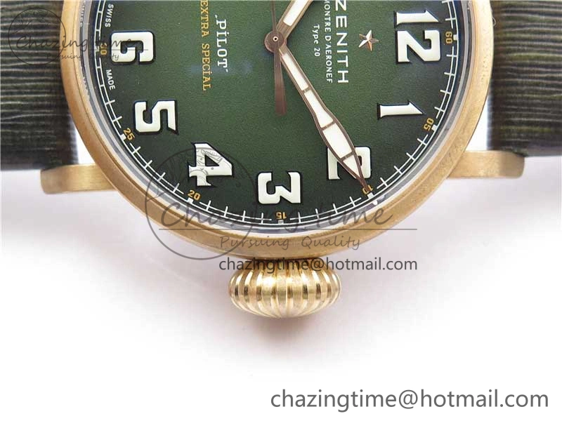 Pilot Type 20 Extra Special Bronze XF 1:1 Best Edition Green Dial on Green Leather Strap A Minimalist 10024