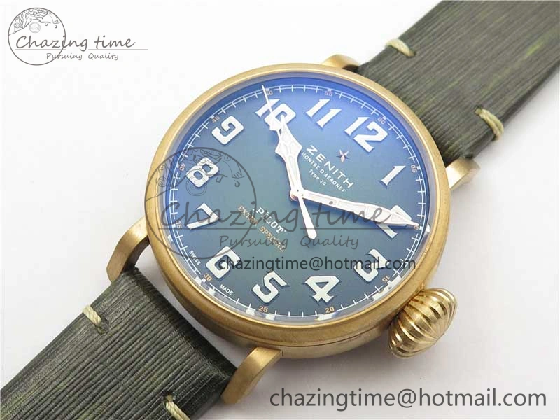 Pilot Type 20 Extra Special Bronze XF 1:1 Best Edition Green Dial on Green Leather Strap A Minimalist 10024
