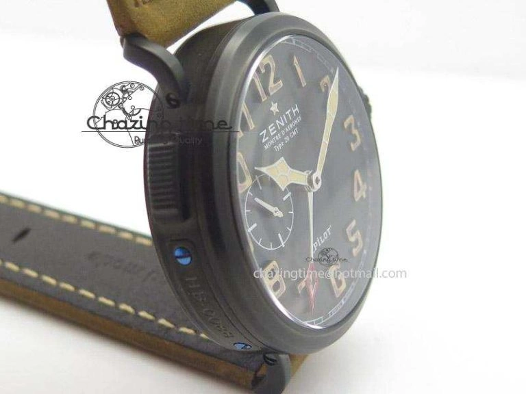 Pilot Type 20 Extra Special PVD 47mm Black Dial Camouflage Markers On Brown Asso Strap A23J GoodFit 10046