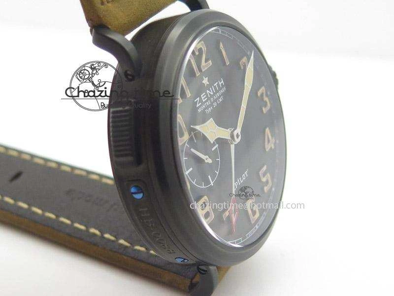 Pilot Type 20 Extra Special PVD 47mm Black Dial Camouflage Markers On Brown Asso Strap A23J GoodFit 10046