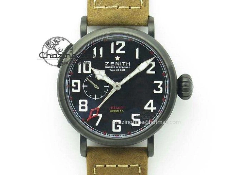 Pilot Type 20 Extra Special PVD 47mm Black Dial On Brown Asso Strap A23J TopPick 10042