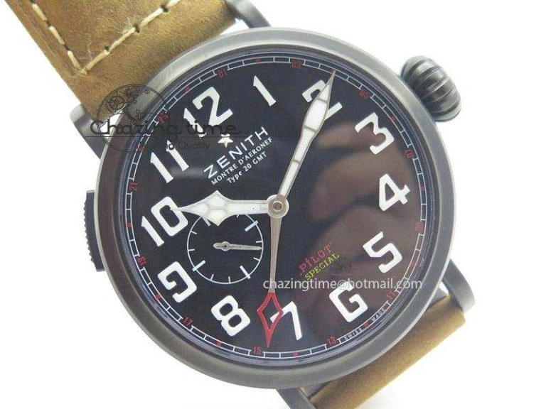Pilot Type 20 Extra Special PVD 47mm Black Dial On Brown Asso Strap A23J TopPick 10042