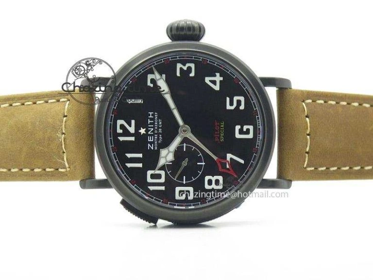 Pilot Type 20 Extra Special PVD 47mm Black Dial On Brown Asso Strap A23J TopPick 10042