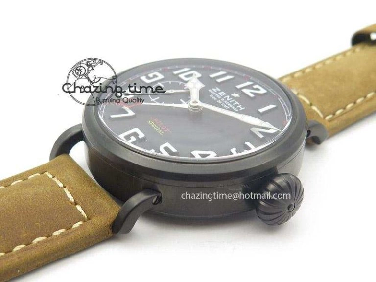 Pilot Type 20 Extra Special PVD 47mm Black Dial On Brown Asso Strap A23J TopPick 10042