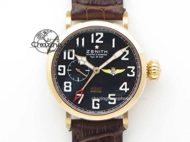 Pilot Type 20 Extra Special RG 47mm Black Dial Camouflage Markers On Brown Asso Strap A23J Neat 10043