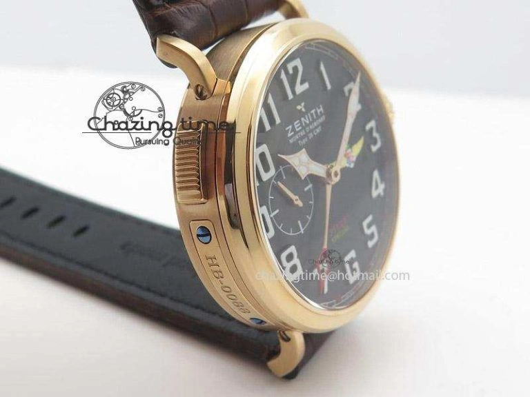 Pilot Type 20 Extra Special RG 47mm Black Dial Camouflage Markers On Brown Asso Strap A23J Neat 10043