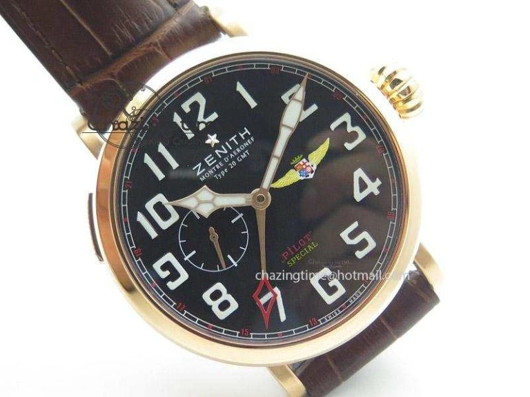 Pilot Type 20 Extra Special RG 47mm Black Dial Camouflage Markers On Brown Asso Strap A23J Neat 10043