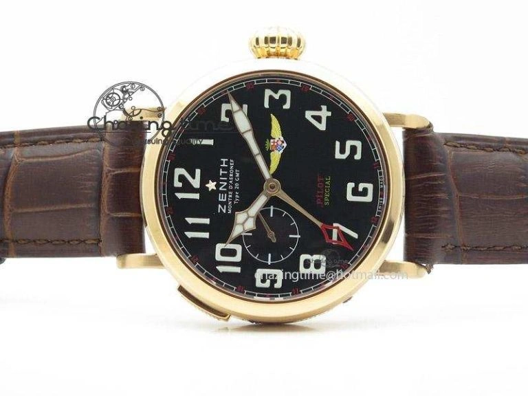 Pilot Type 20 Extra Special RG 47mm Black Dial Camouflage Markers On Brown Asso Strap A23J Neat 10043