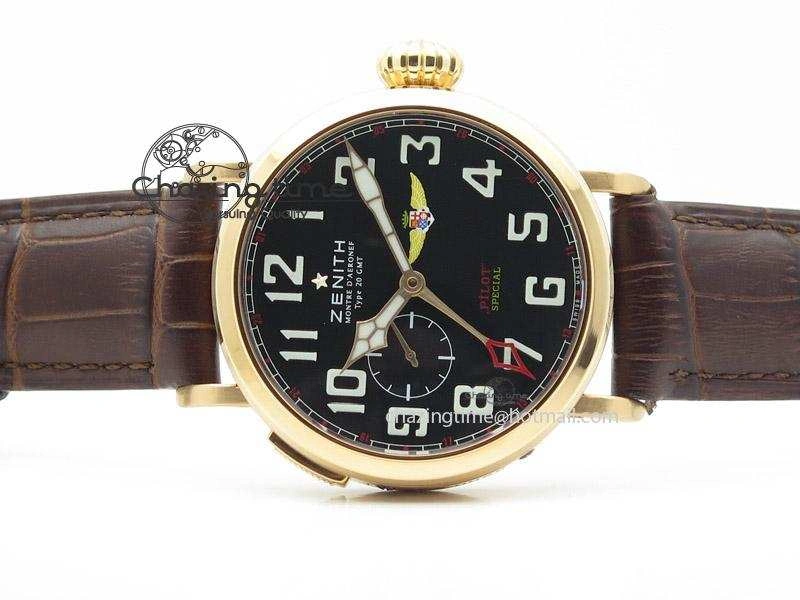 Pilot Type 20 Extra Special RG 47mm Black Dial Camouflage Markers On Brown Asso Strap A23J Neat 10043