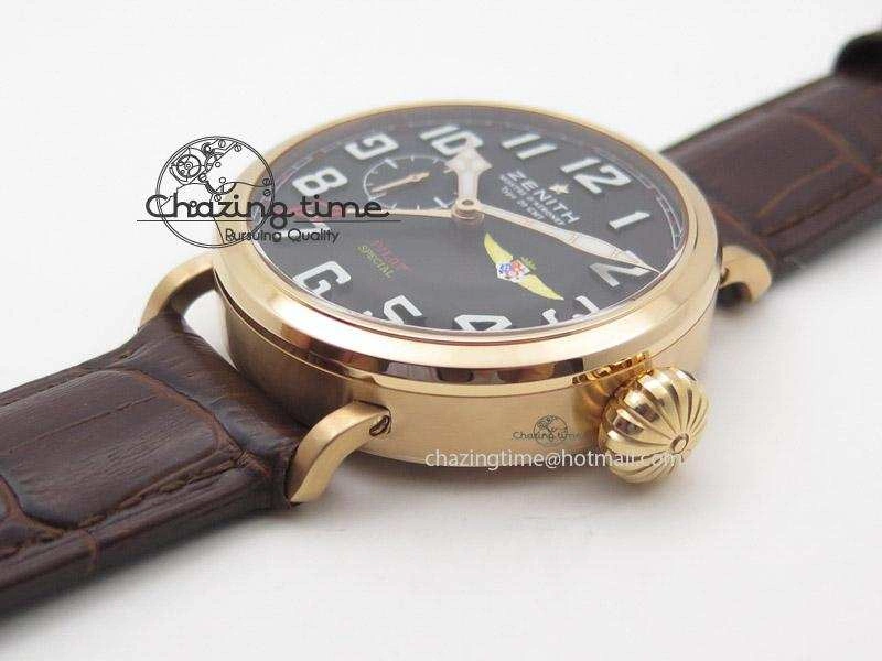 Pilot Type 20 Extra Special RG 47mm Black Dial Camouflage Markers On Brown Asso Strap A23J Neat 10043
