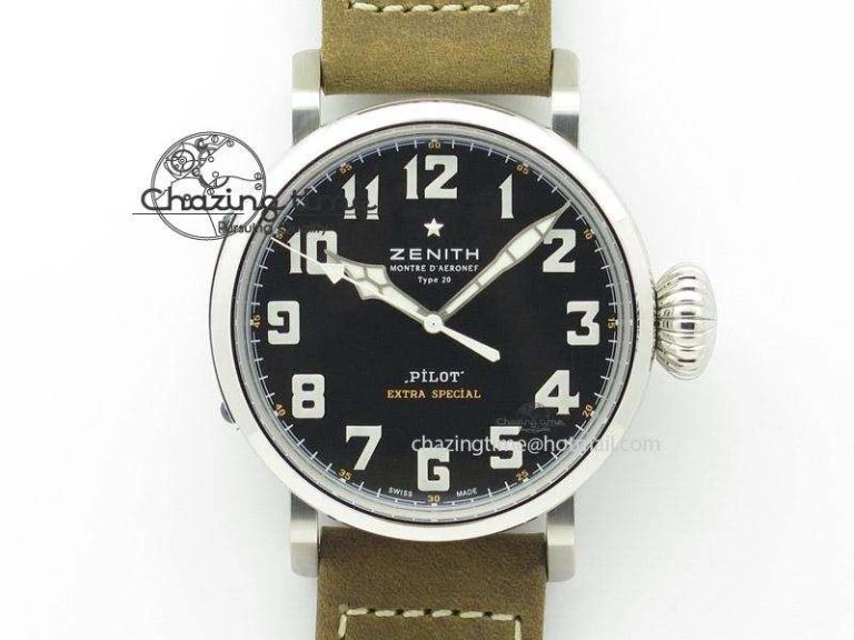 WaterResistant Pilot Type 20 Extra Special SS 45mm V6F 1:1 Best Edition On Brown Asso Strap A 10041