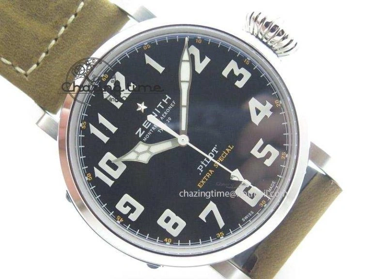 WaterResistant Pilot Type 20 Extra Special SS 45mm V6F 1:1 Best Edition On Brown Asso Strap A 10041