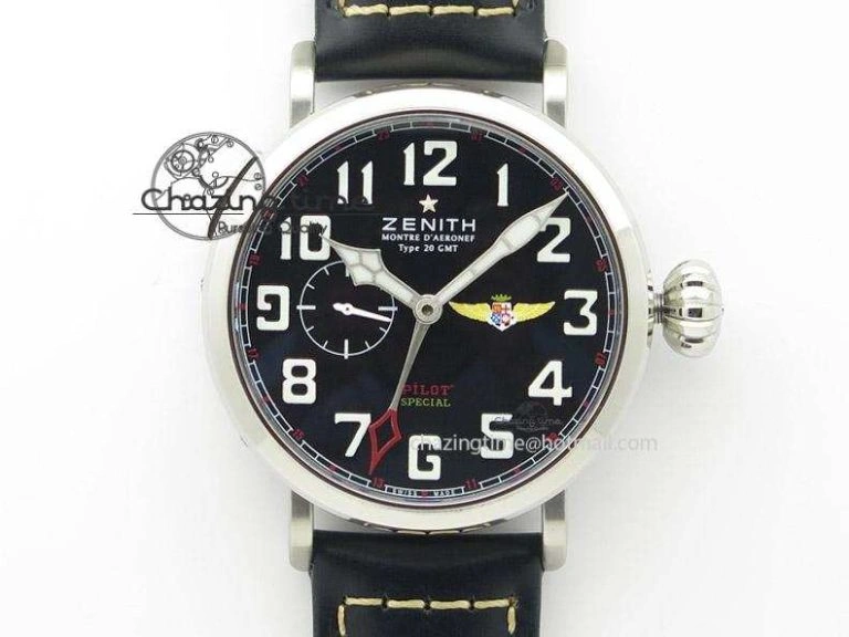 Pilot Type 20 Extra Special SS 47mm Black Dial On black Asso Strap A23J Versatile 10048