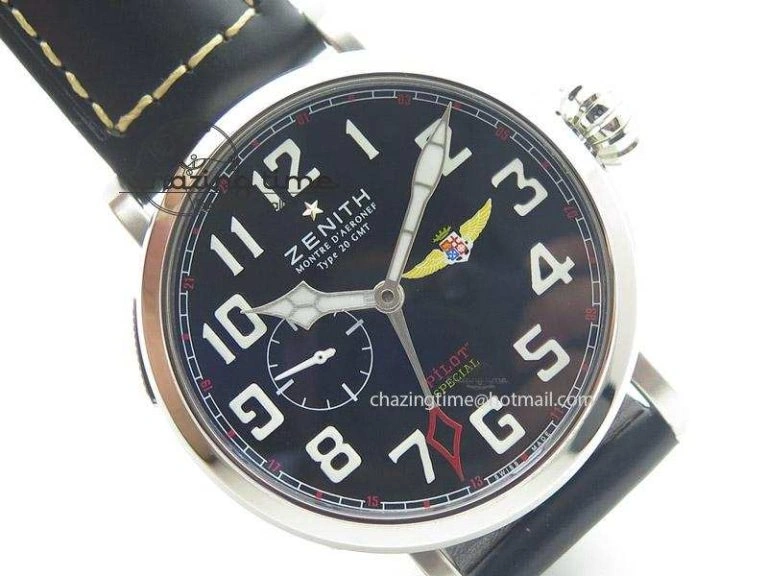 Pilot Type 20 Extra Special SS 47mm Black Dial On black Asso Strap A23J Versatile 10048
