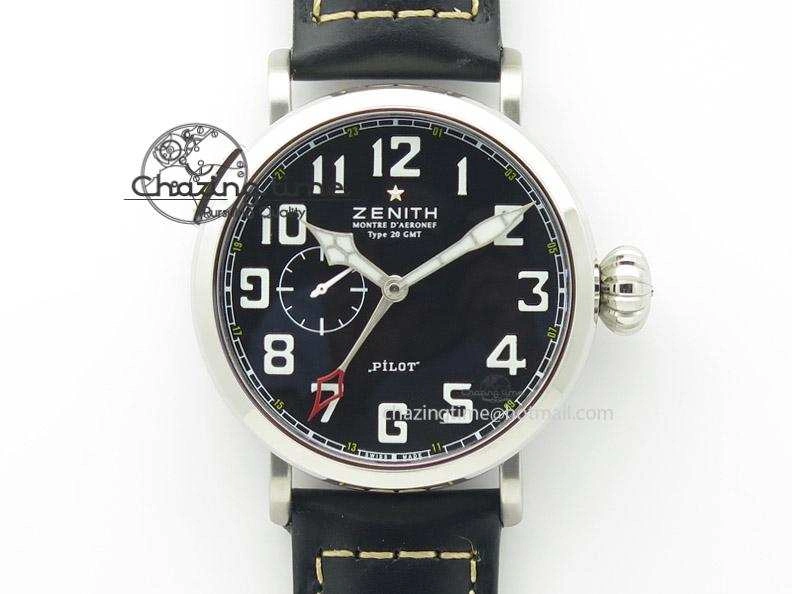 Pilot Type 20 Extra Special SS 47mm Black Dial on black Asso Strap A23J SoftTouch 10044
