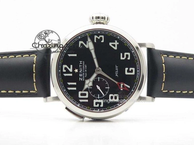 Pilot Type 20 Extra Special SS 47mm Black Dial on black Asso Strap A23J SoftTouch 10044