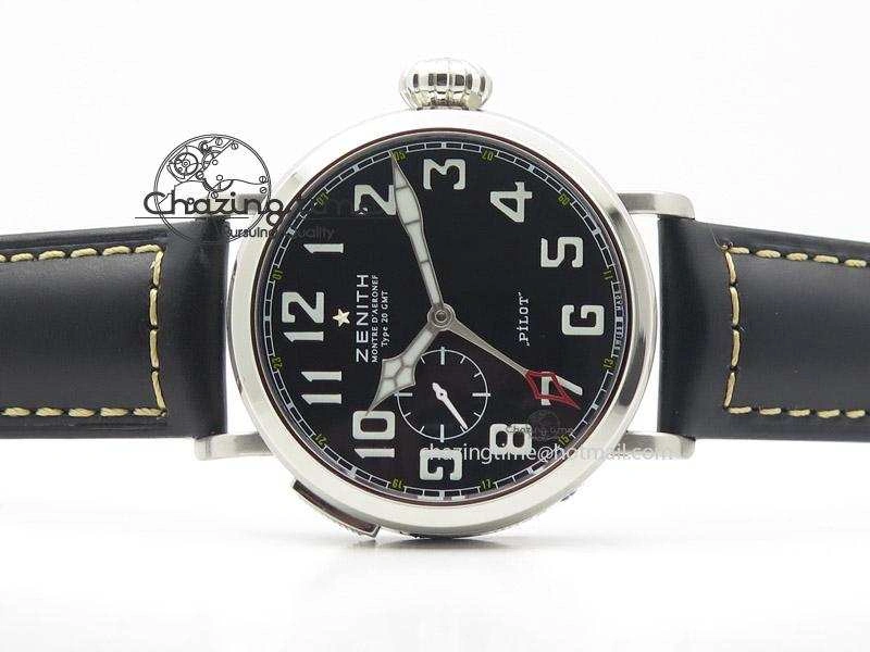 Pilot Type 20 Extra Special SS 47mm Black Dial on black Asso Strap A23J SoftTouch 10044