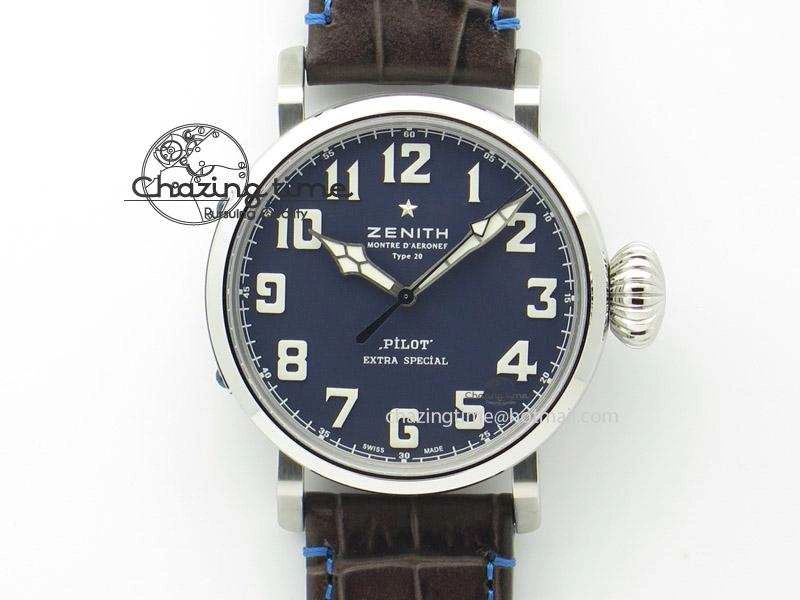 Pilot Type 20 Extra Special V6F 1:1 Best Edition SS 45mm Blue Dial On Brown Leather Strap A Reliable 10039