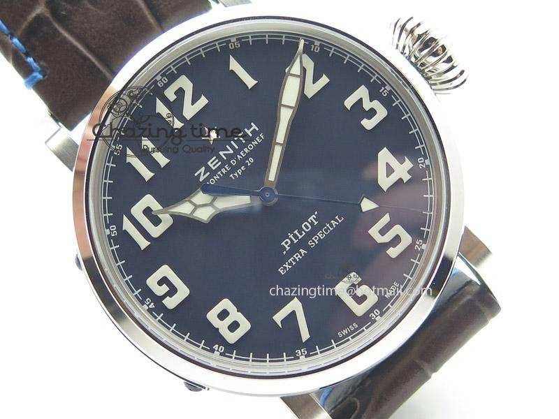 Pilot Type 20 Extra Special V6F 1:1 Best Edition SS 45mm Blue Dial On Brown Leather Strap A Reliable 10039