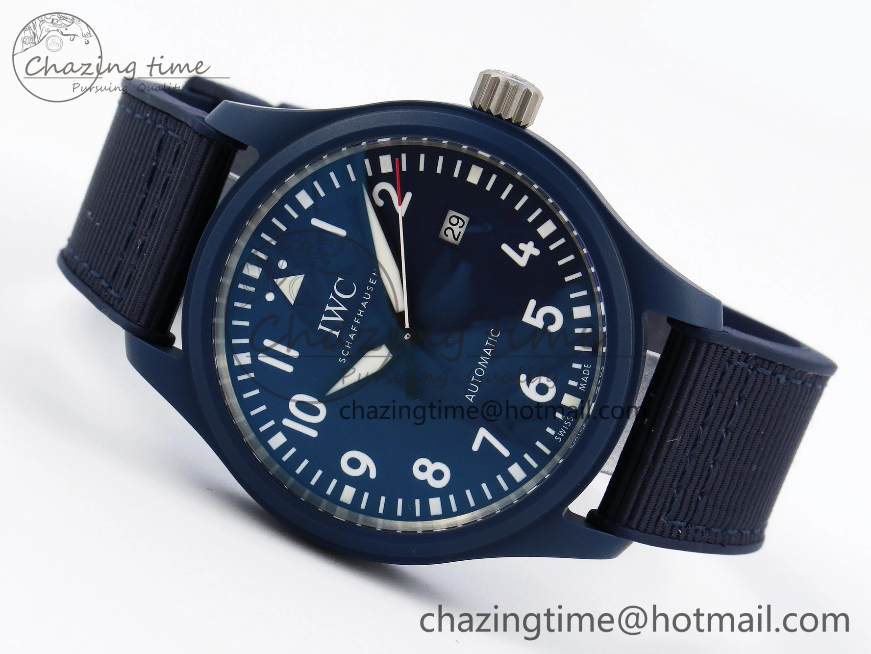 FastDry Pilot’s Watch Laureus Blue Ceramic IW328101 ZF 1:1 Best Edition on Blue Nylon Strap A 7027