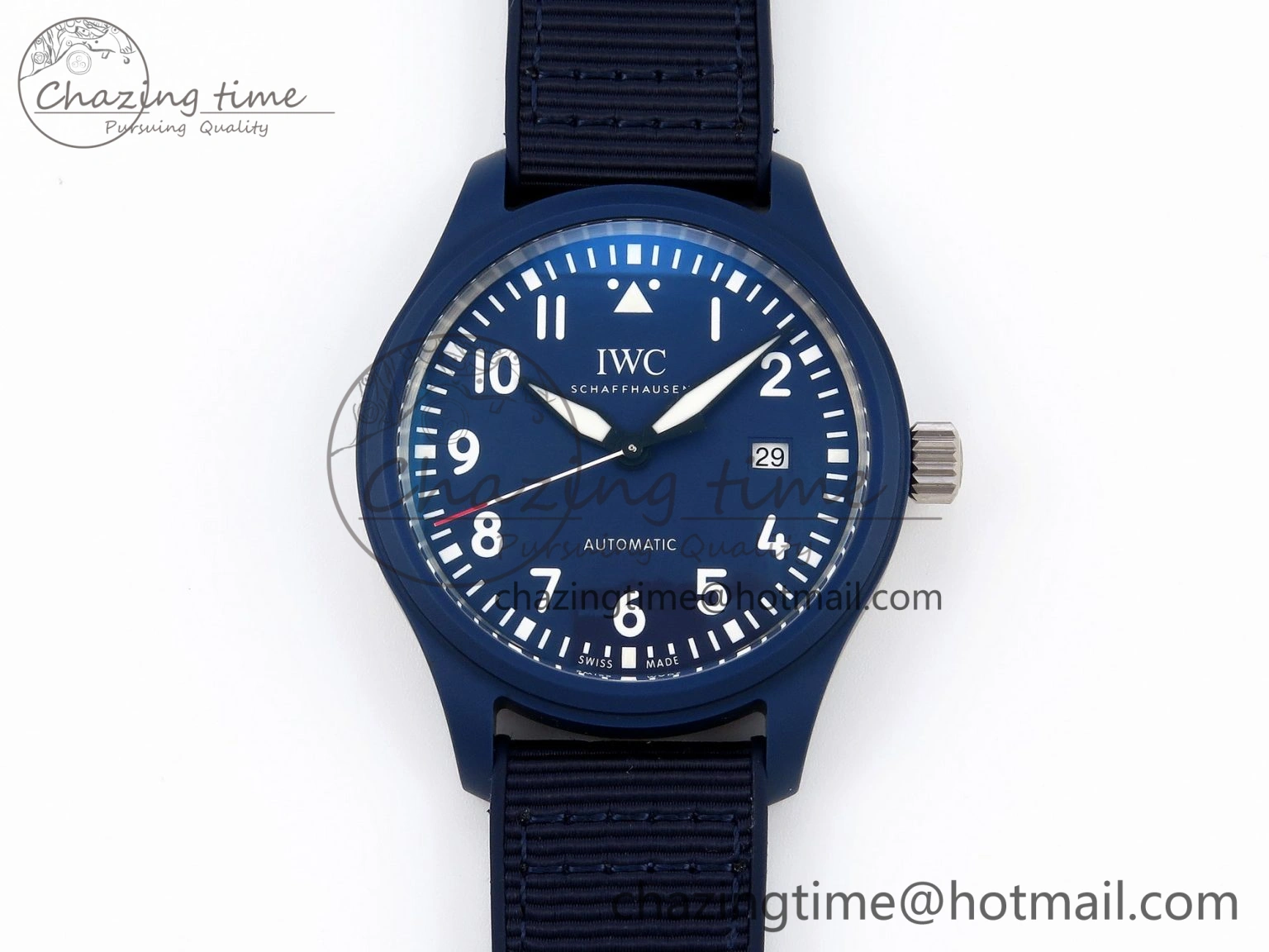 FastDry Pilot’s Watch Laureus Blue Ceramic IW328101 ZF 1:1 Best Edition on Blue Nylon Strap A 7027