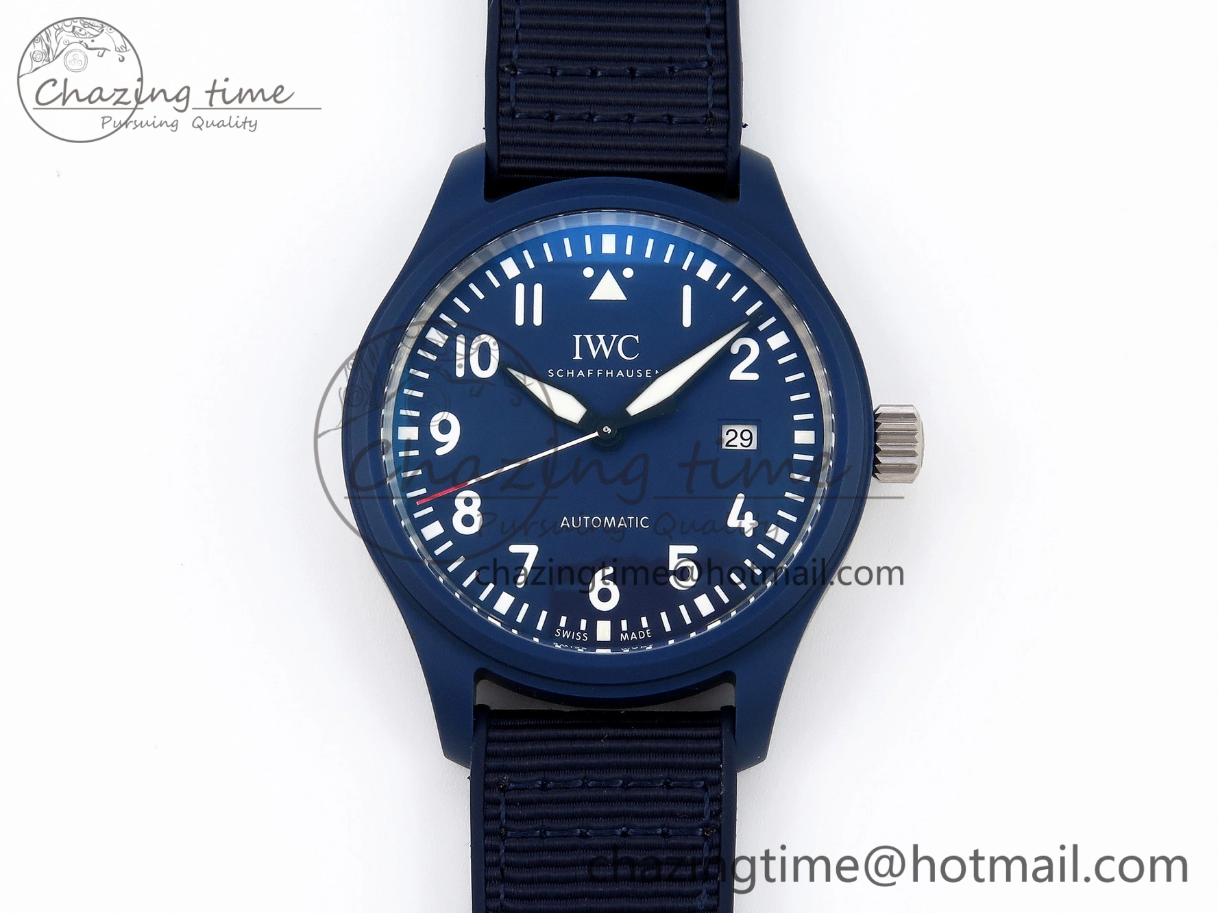 FastDry Pilot’s Watch Laureus Blue Ceramic IW328101 ZF 1:1 Best Edition on Blue Nylon Strap A 7027