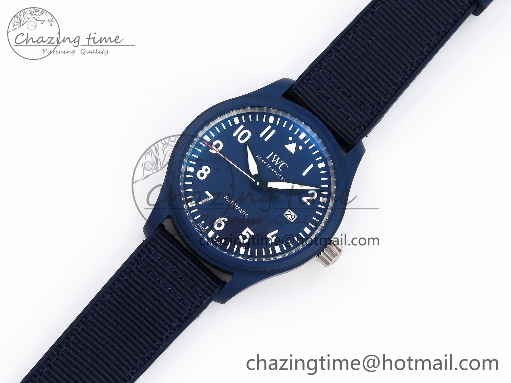 FastDry Pilot’s Watch Laureus Blue Ceramic IW328101 ZF 1:1 Best Edition on Blue Nylon Strap A 7027