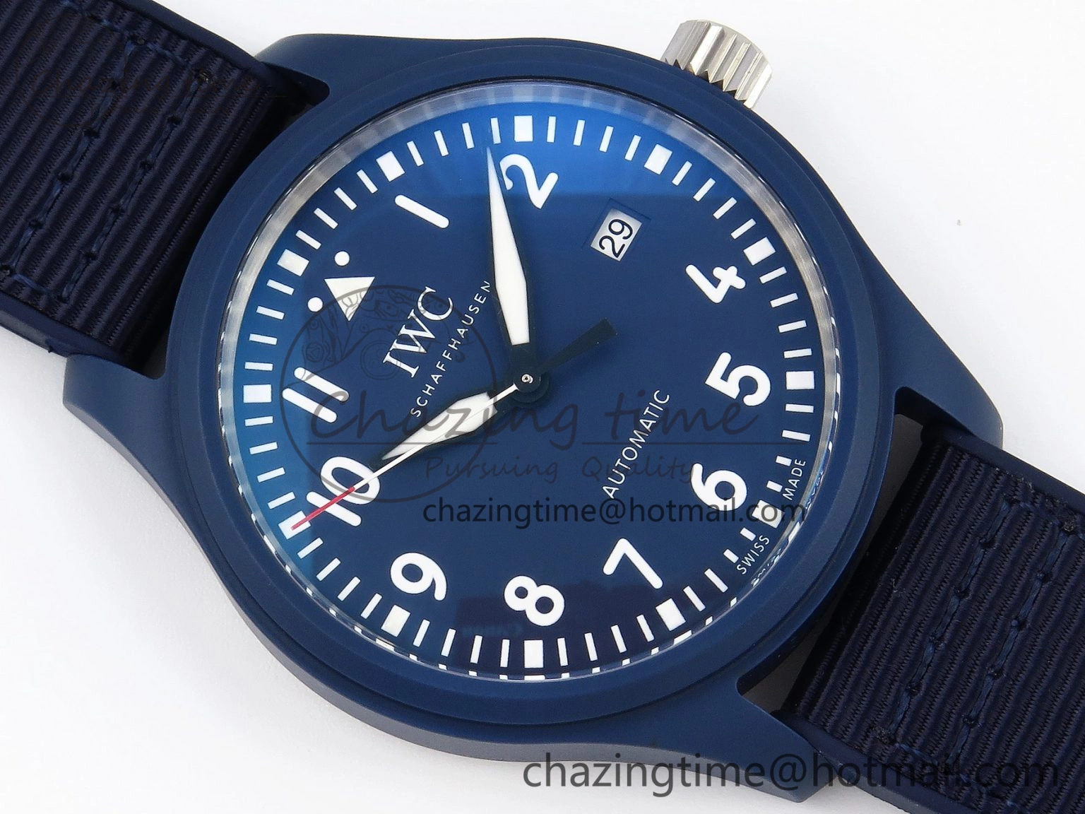 FastDry Pilot’s Watch Laureus Blue Ceramic IW328101 ZF 1:1 Best Edition on Blue Nylon Strap A 7027