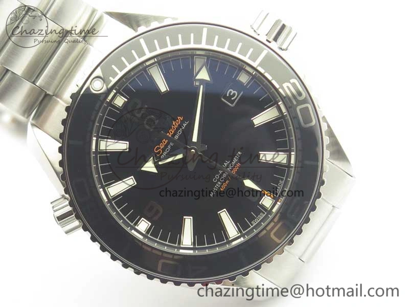 Planet Ocean 2016 43.5mm SS Black Bezel OM 1:1 Best Edition Black Dial on SS Bracelet A8900 V Cozy 8028